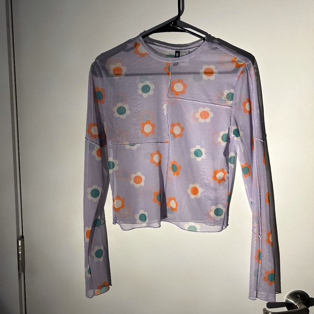 H&M Divided Mesh Floral Top